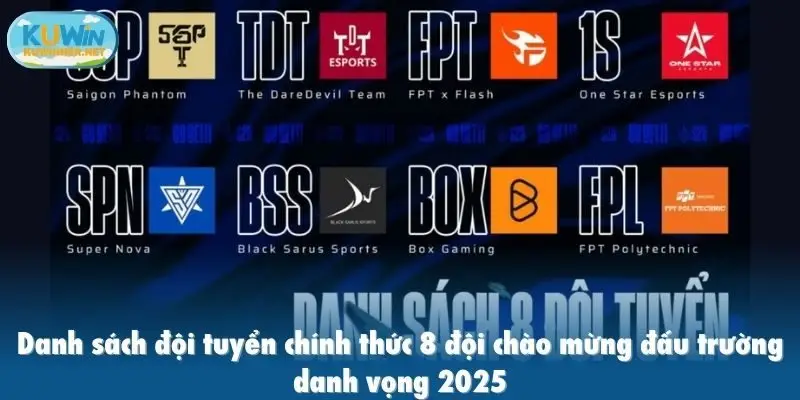 Danh sách đội tuyển chính thức 8 đội chào mừng đấu trường danh vọng 2025